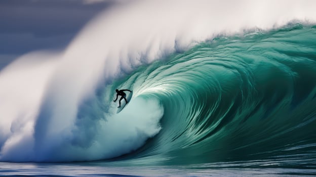 surfer blue green wave photo
