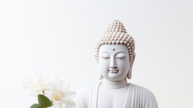 marble buddha white background photo
