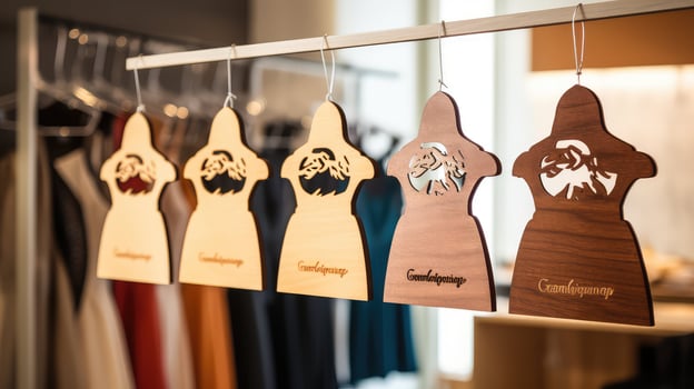 sleek wooden hanging sign photo