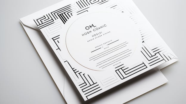 geometric wedding invite black and white photo
