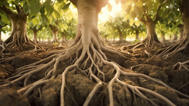 up apple tree with roots photo