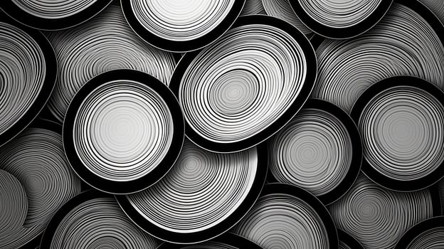 circles hay black and white photo