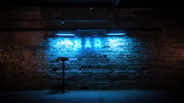 bar black brick wall neon photo