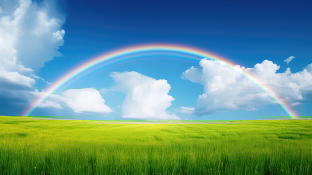 double blue sky rainbow photo