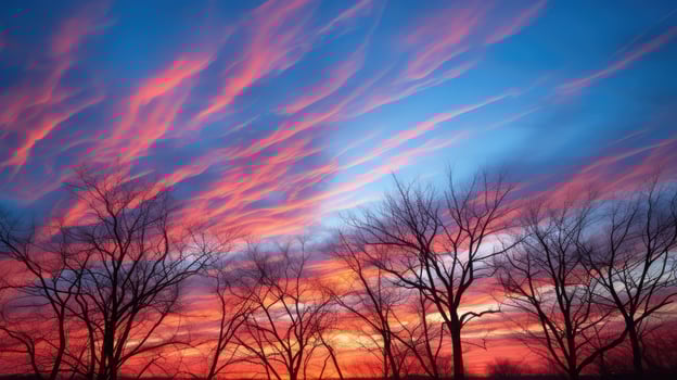 silhouettes blue sky trees photo