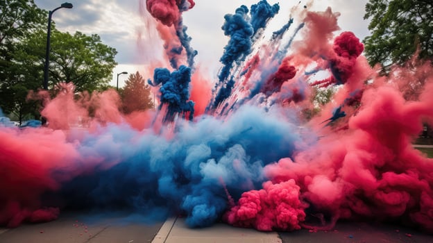 display red white blue smoke photo