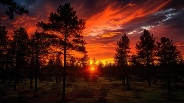 majestic pine trees sunset photo