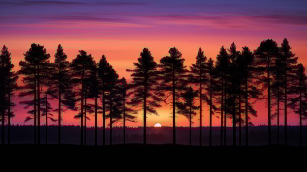 sunsilhouette pine trees photo
