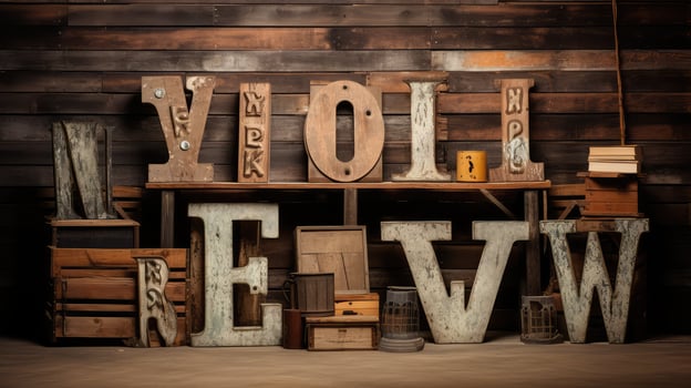 cursive wood letters font photo