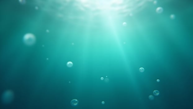 Underwater Bubbles with Sun Rays Background photo