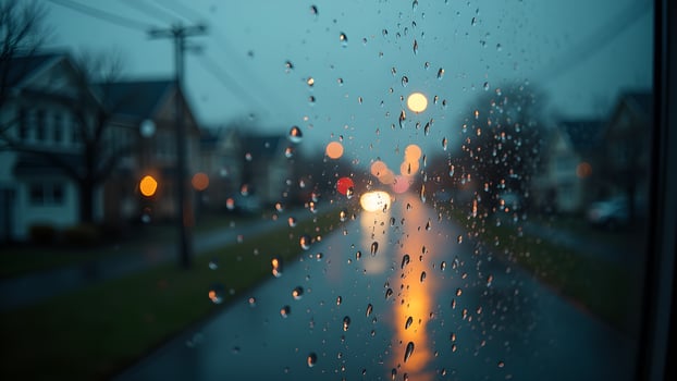 Rainy Day Reflections Through Window Glass photo
