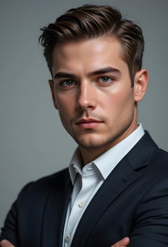 man in a suit and tie posing for the camera photo