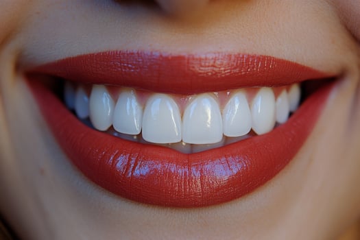 A close up of a woman's smile with white teeth photo