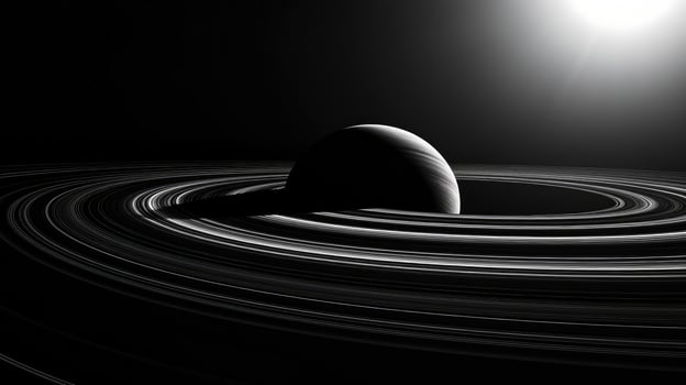 space solar system black white photo