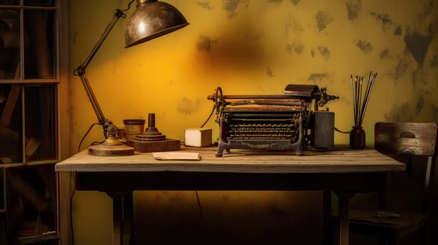 typewriter old wooden table photo