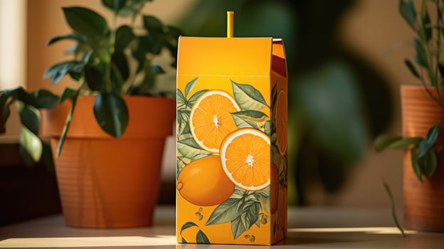 vibrant orange juice box photo
