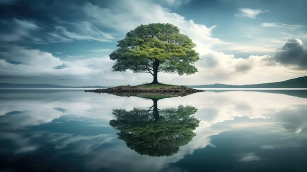 majestic tree in water photo