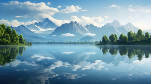 reflection blue mountain background photo