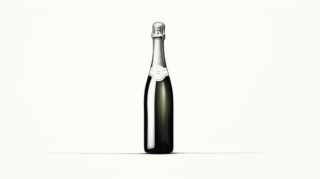 minimalist champagne bottle line drawing photo