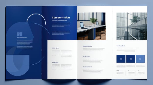 photo business proposal layout with blue accents