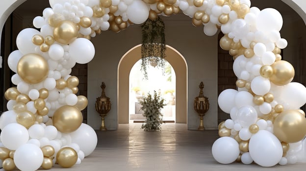 anniversary white and gold balloons photo