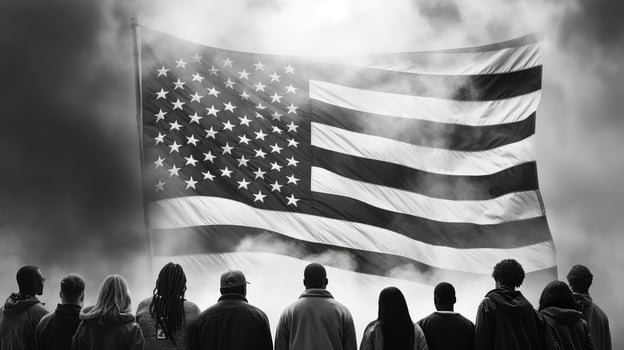 heritage american flag black white photo