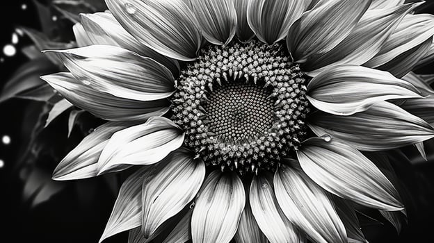 floral sunflower black and white line art photo