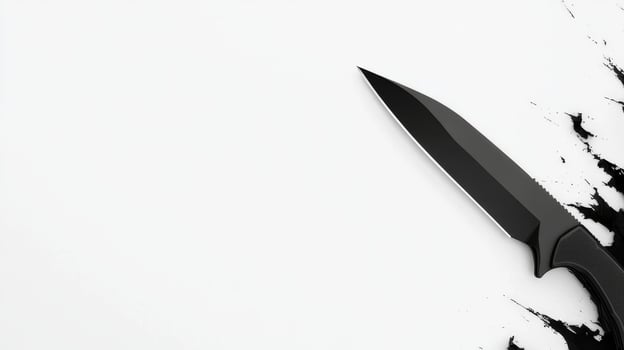 Hunting knife with black handle photo