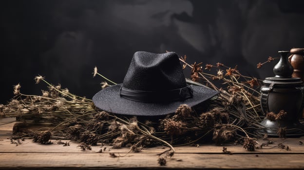 silver black witch hat photo