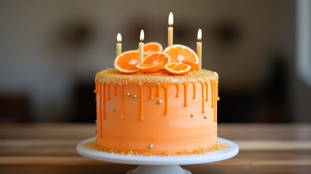 elegant orange birthday cake photo