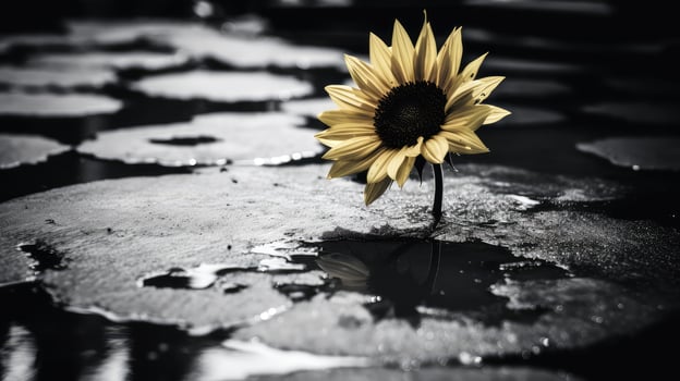 safety sunflower black and white photo