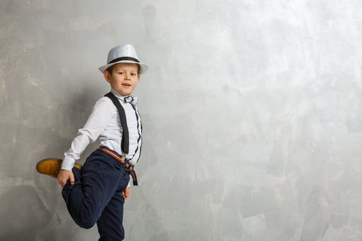 stylish little boy. Little child. Success, bright idea photo