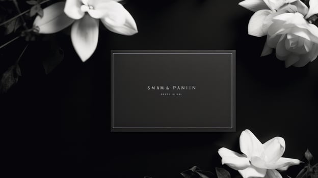 logo floral frame black and white photo