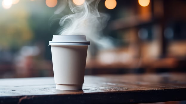 steaming plastic coffee cup photo