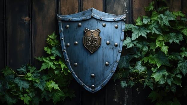 wooden blue shield photo