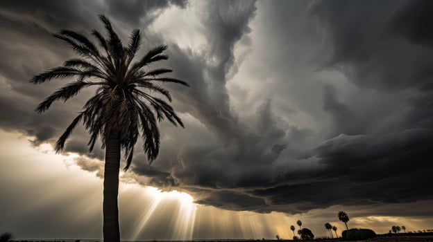 storm palm trees silhouette photo