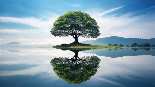 lake one tree photo