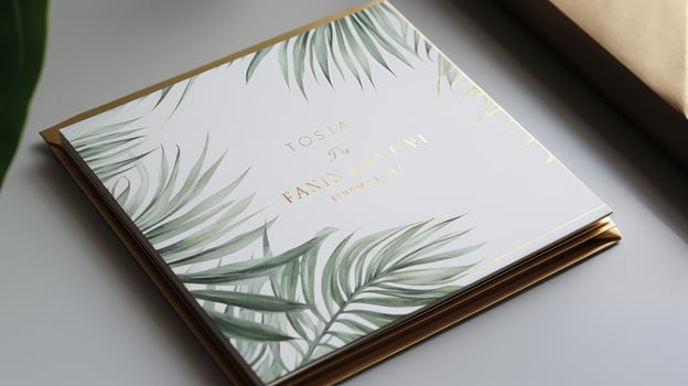 beach palm leaves invitation photo