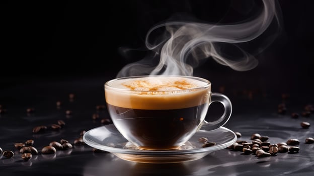 glass coffee cup steam photo