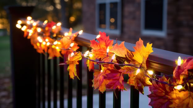 railing fall leaf garland photo