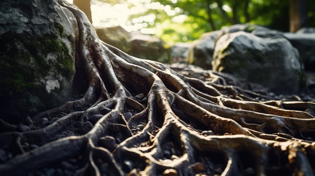 twist tree roots close up photo