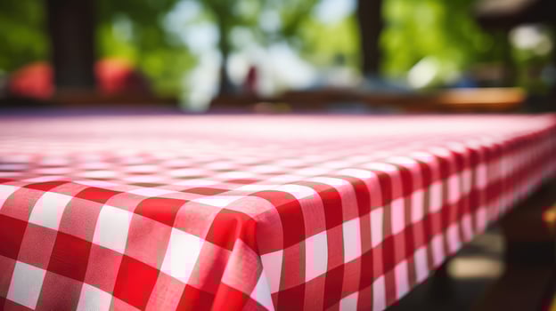 checke red checkered table cloth photo