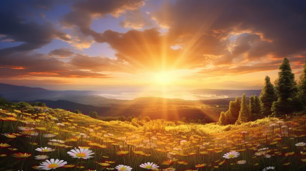 field half sun rays photo