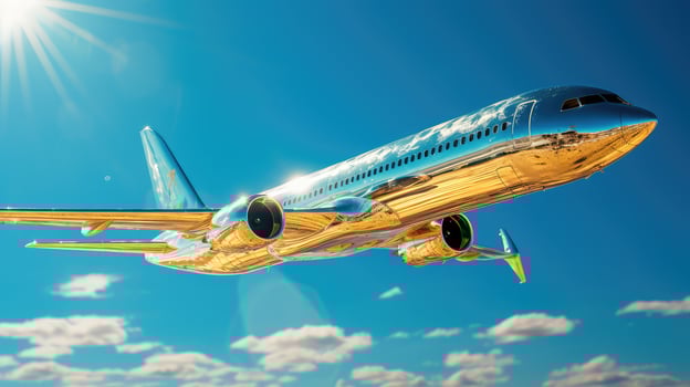 sky golden airplane photo