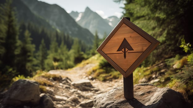 minimalist wood arrow sign photo