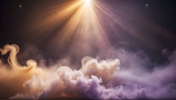 theatrical spotlight beams smoke stage background atmosphere photo