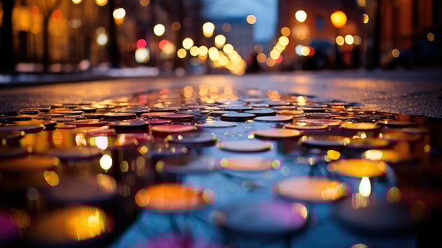 shimmering bokeh city lights photo