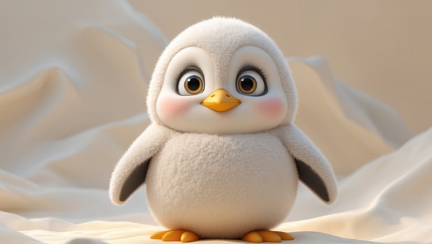 An adorable cartoon penguin with fluffy texture and a delightful appearance that warms hearts photo