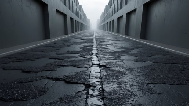 black asphalt road and empty dark street scene background with studio room interior texture for display products wall background photo