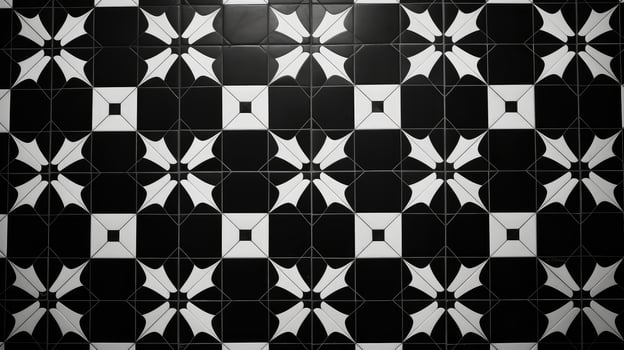 intricate mosaic black and white photo